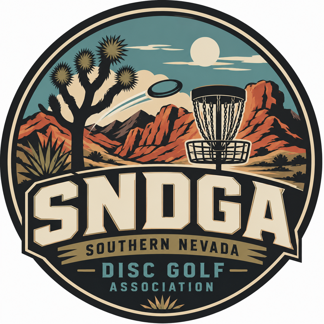 SNDGA badge logo — Southern Nevada Disc Golf Association